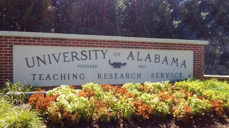 A University of Alabama pedestal. 